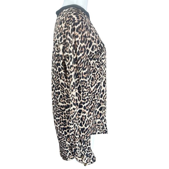MNK Leopard Print Tunic Blouse Sz L Zip Pockets - Picture 5 of 7
